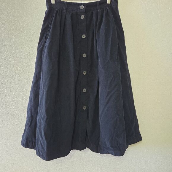 TOAST 100% Cotton Corduroy Maxi Skirt Buttoned Black Size UK 12 - Picture 1 of 4